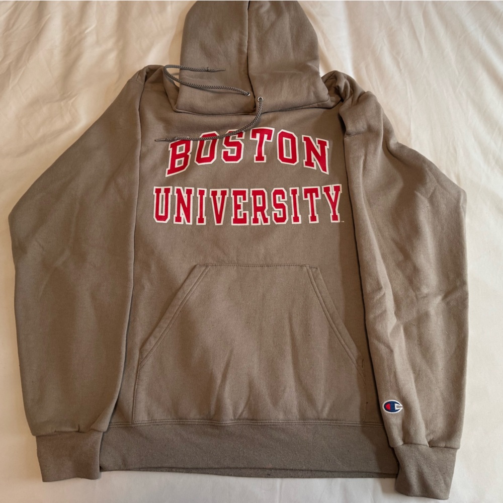 Champion Grey Hoodie with Boston University Print